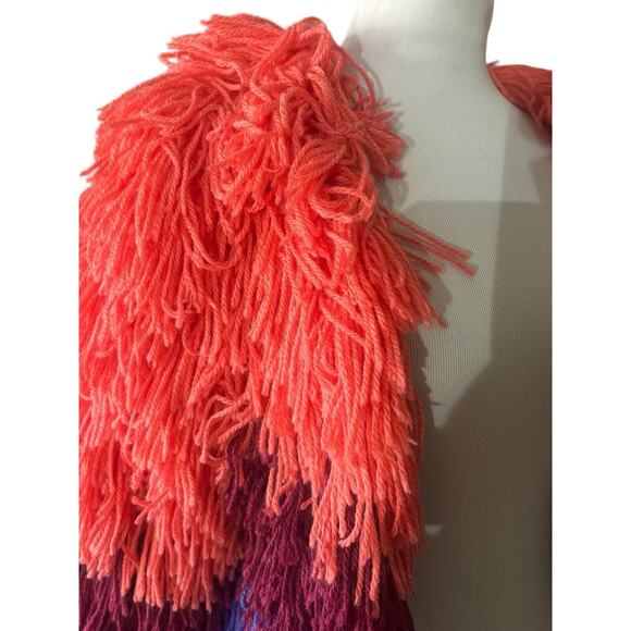 Nasty Gal Shaggy Open Cardigan Rainbow Jacket‎ Size Small Designer Avangard - Picture 2 of 5